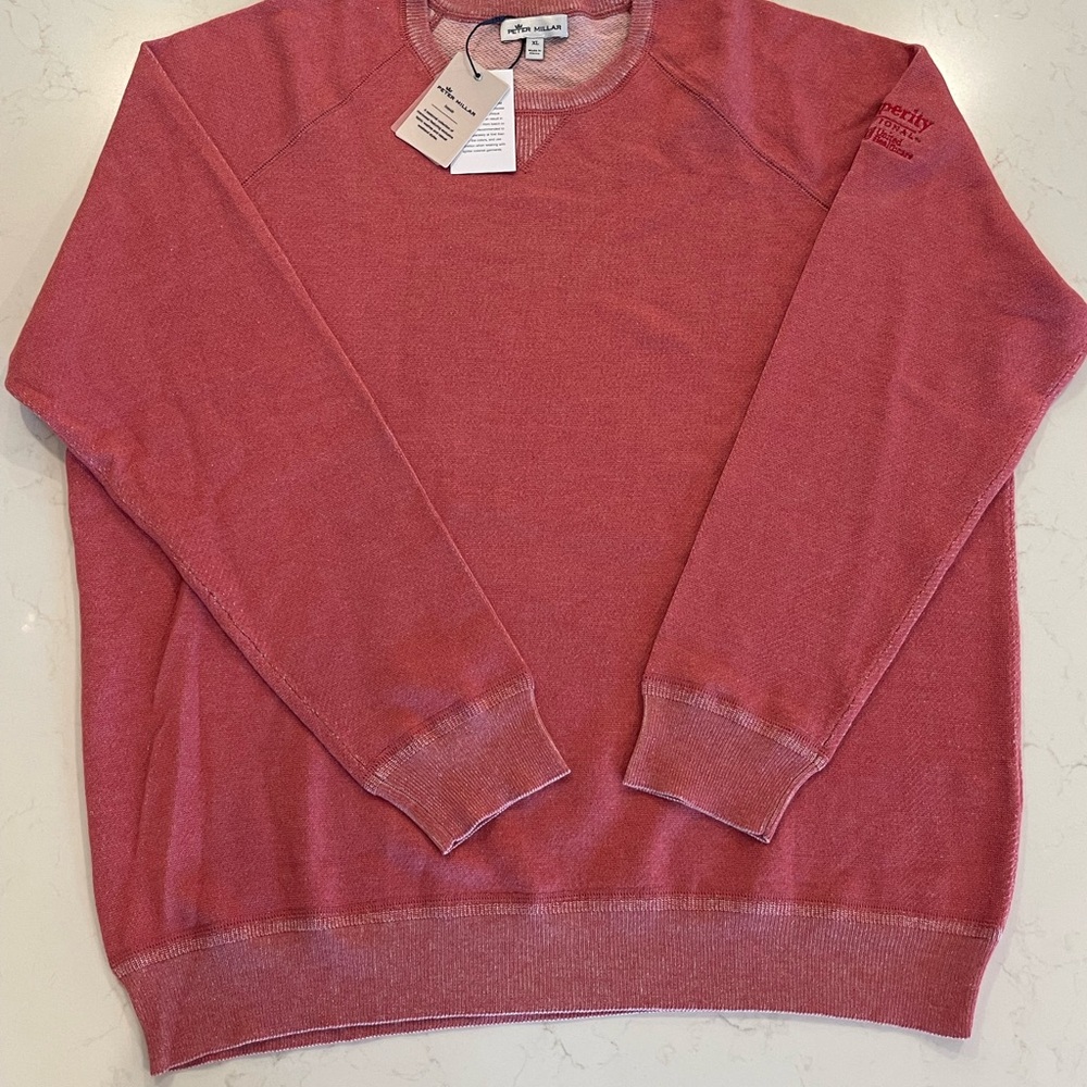 NWT. Peter Millar Seaside Collection Crewneck Golf Sweater. XL. Pale Red.